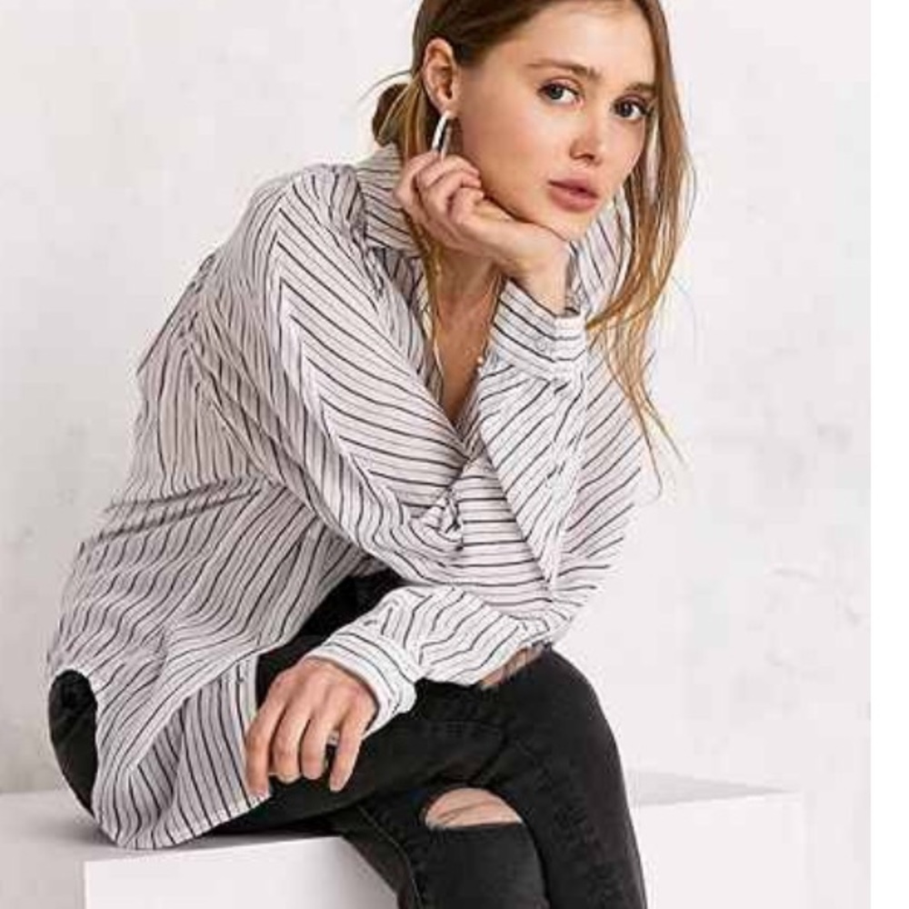 Silence + noise pinstripe button down